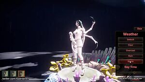 Dickgirl masturbated under rain