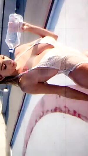 Throwback! Pouring water on her tits