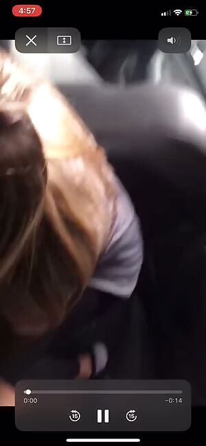 Cute teen gives head in car