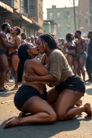 Sloppy Lesbian Kissing Ai Generated Ebony