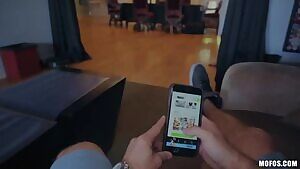 Gorgeous babe doesn't know she's not alone in her friends house