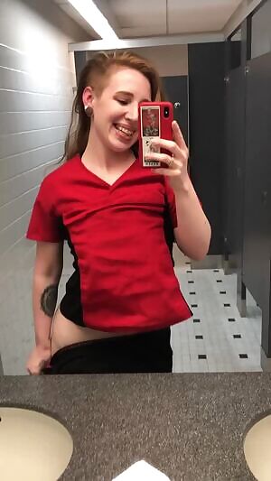 Your avorite slutty hotel maid stripping down in one of the hotel's public bathrooms :)