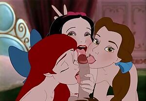 Ariel, Snow White, & Belle Blowjob