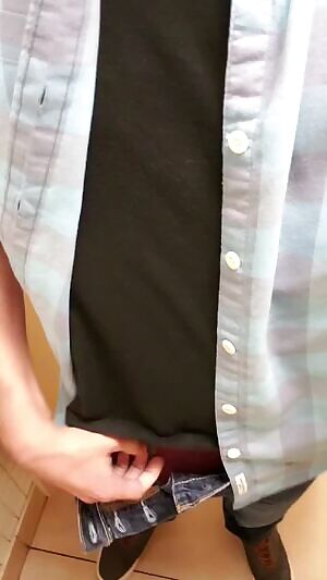 Whipping it out in the bathroom stall at work with the door open