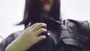 This naughty Asian loves showing her tits in public spaces