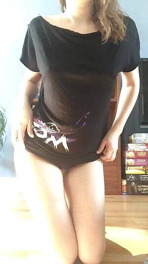 Like a bare shoulder and cute panties tease with surprise at the end?