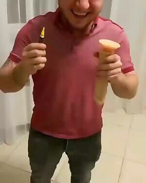 They stick a vibrator on his forehead. watch until the end