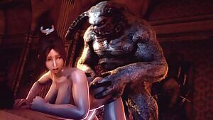 Mai and a massive demon