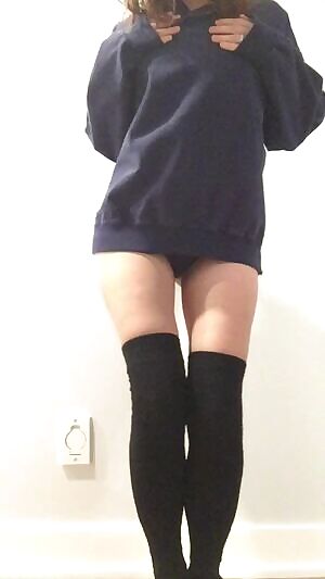 It’s cold outside, so, let’s wear a comfy sweater, knee socks and tell someone to help warm you up!