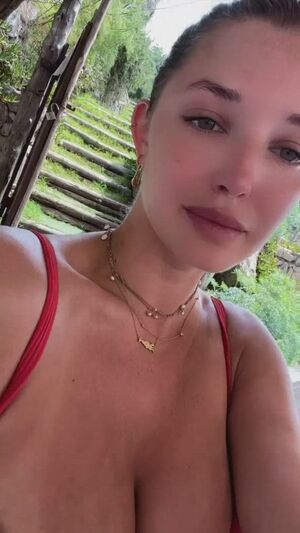 Alyssa Red Bikini Cleavage