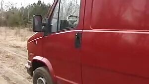 Trashy Couple Having Public Sex in front of a Road with Passing Cars