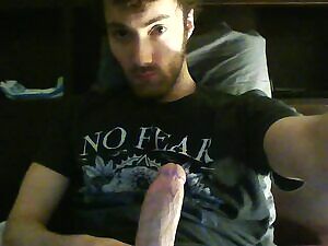 Jerking off covered in spit with two hands