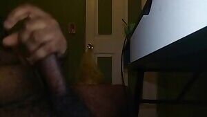 Jacking my big black dick off till I cum