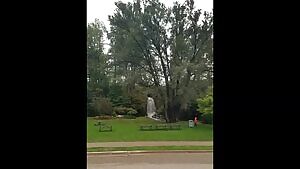 Nude Ninja at a waterfall in a public park - Bonus GIF