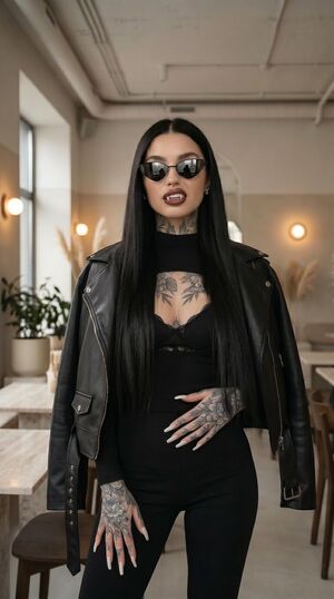 Nail fetish Brunette Glasses Leather Lipstick