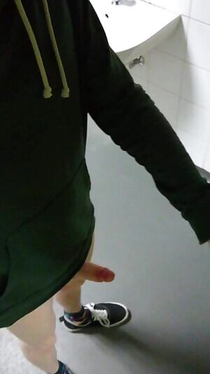 Getting naked outside of a university bathroom