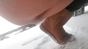 Melting the snow with my pee