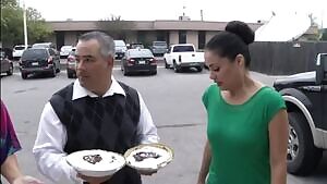 Woman gets drenched in pies on the news after losing a bet