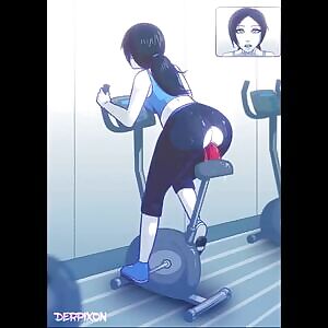 Wii Fit Trainer having a short warm up before Ultimate