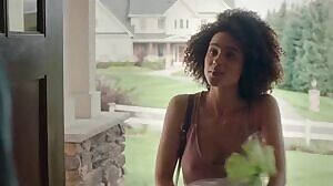 Nathalie Emmanuel bouncy pokie plots in 'Holly Slept Over'