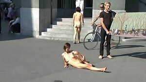Alina Kopytsa, Elya May - nude street performance