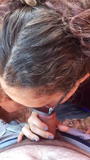 Giving my Bf a blowjob during our hike