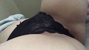 Soaked. Didn’t realize it was possible to see wet spots on black panties til today lol