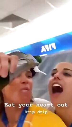 Alex Morgan gets more than a mouthful