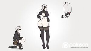 2B writing with her butt by deztyle