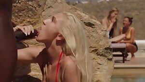 Blowing Him While Two Girls Are Watching