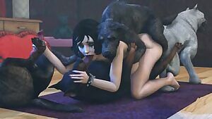 Elizabeth's doggy gangbang