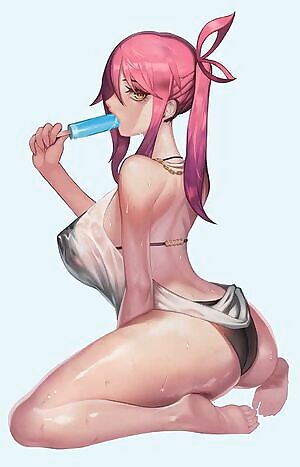 Sucking on a popsicle