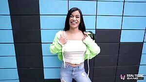 Savannah Sixx giggles and jiggles when flashing in public