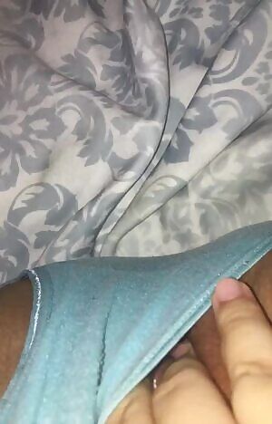 Gushing through light blue panties to soaking dark blue