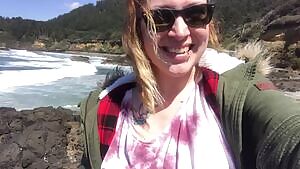 Waves crashing and my big tits flashing