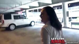 Sexy horny brunnette first anal experience