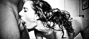 Sloppy B&W blowjob