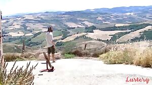 Cute couple countryside canoodling.