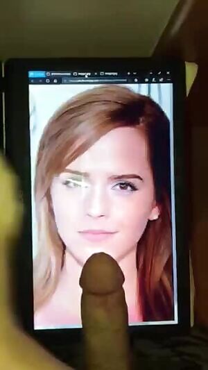 Huge cum tribute for Emma Watson! I fed him Ms Watson pics for hours until he unloaded all over her! If u like 2 show off and want 2 b fed pics 2 edge and jerk 2 then add hertsgirls on k1k - second screen required