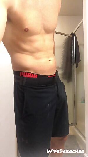 After gym/before shower. Can you tell I get a little harder and harder as the video goes on? 😉