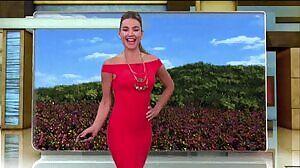 Hot reporter dancing before her forecast