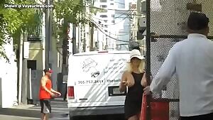 Blonde with big tits showing off