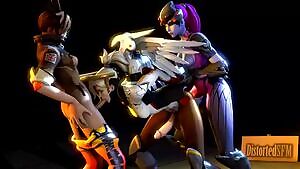 Mercy caught between Widow and Tracer