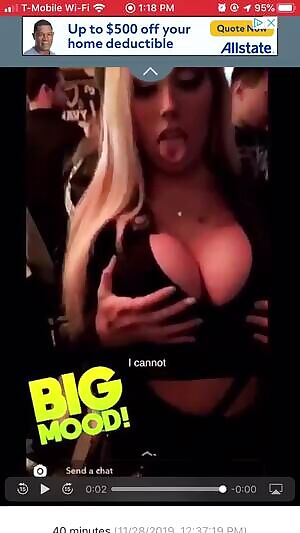 Grabbing her big tits