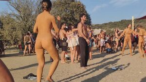 Real Outdoor Enjoyers Brunette Dancing Exhibitionism