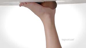 Sensual Cock Massage Under Table