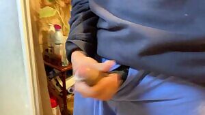 stroking my uncut cock