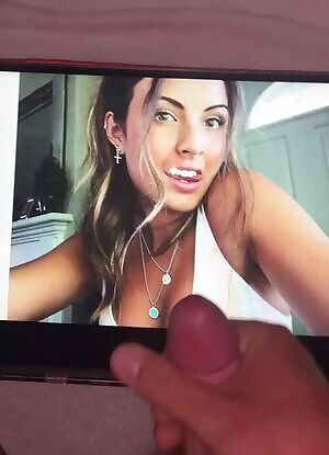 Beautiful brunette Sage gets a heaping load of cum on her pretty face