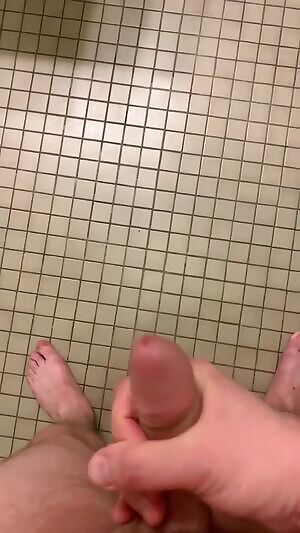 Cumming on the locker room floor