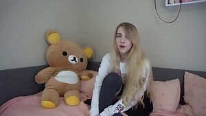 With her head on his belly